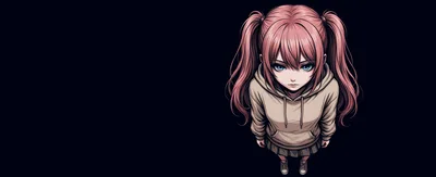 Anime Girl With Pink Pigtails Looking Up