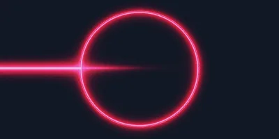Glowing Neon Red Circle With Horizontal Laser Beam