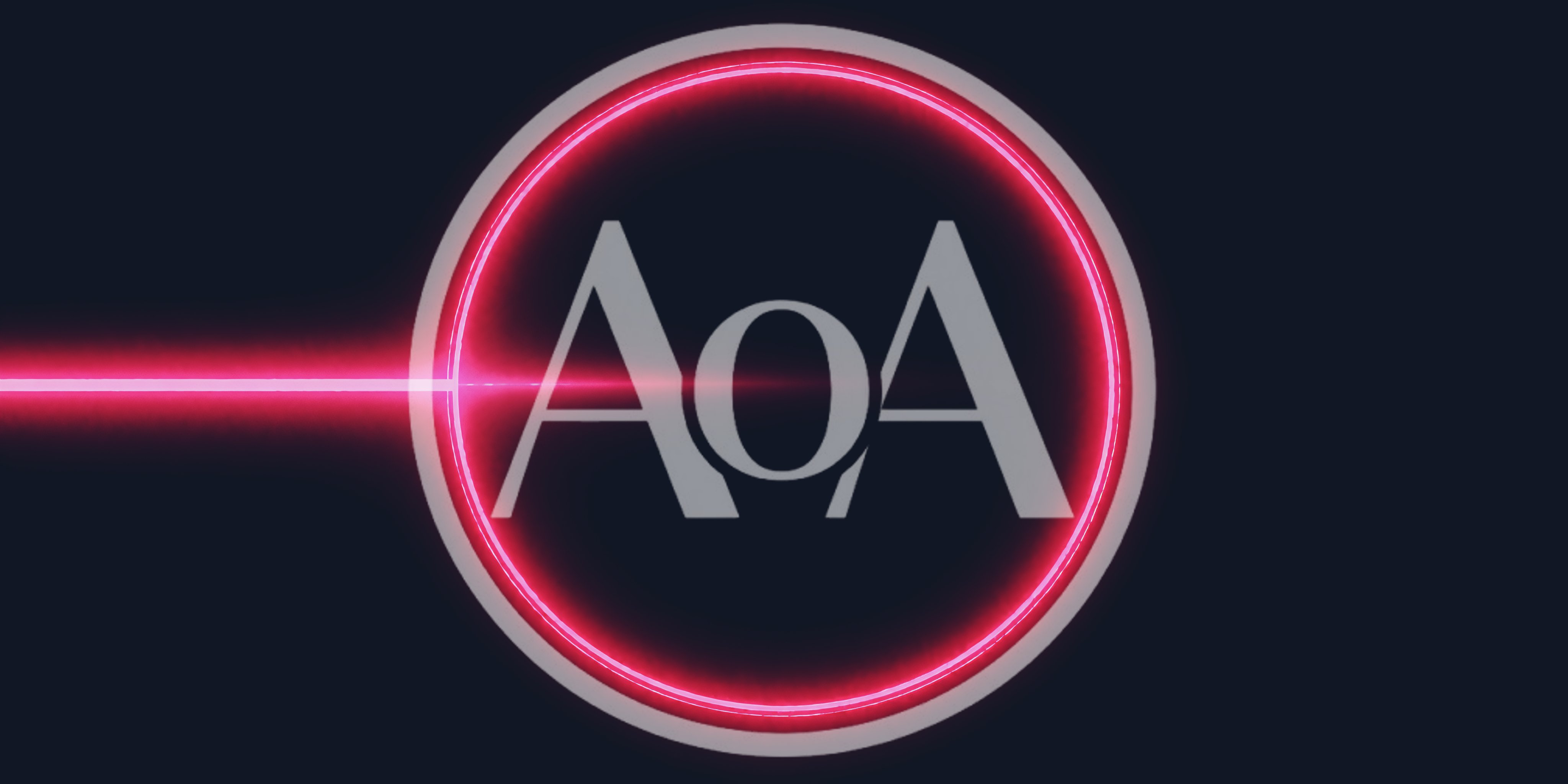 Glowing Neon Red Circle With Horizontal Laser Beam