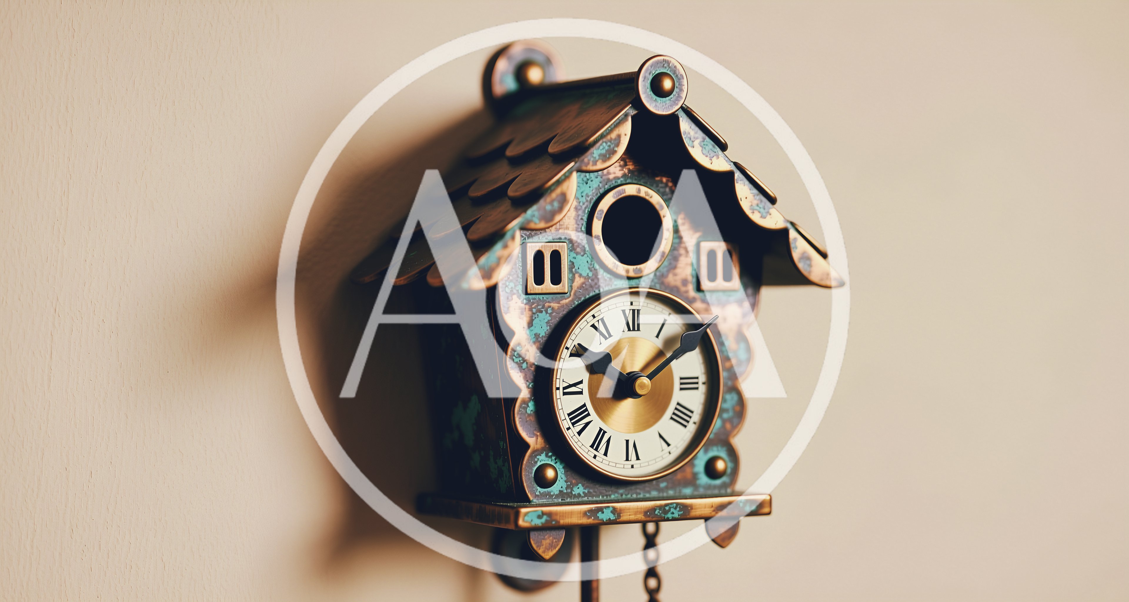 Vintage Cuckoo Clock Mounted On A Plain Wall