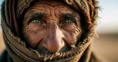 Close Up Portrait Of An Elderly Bedouin Man