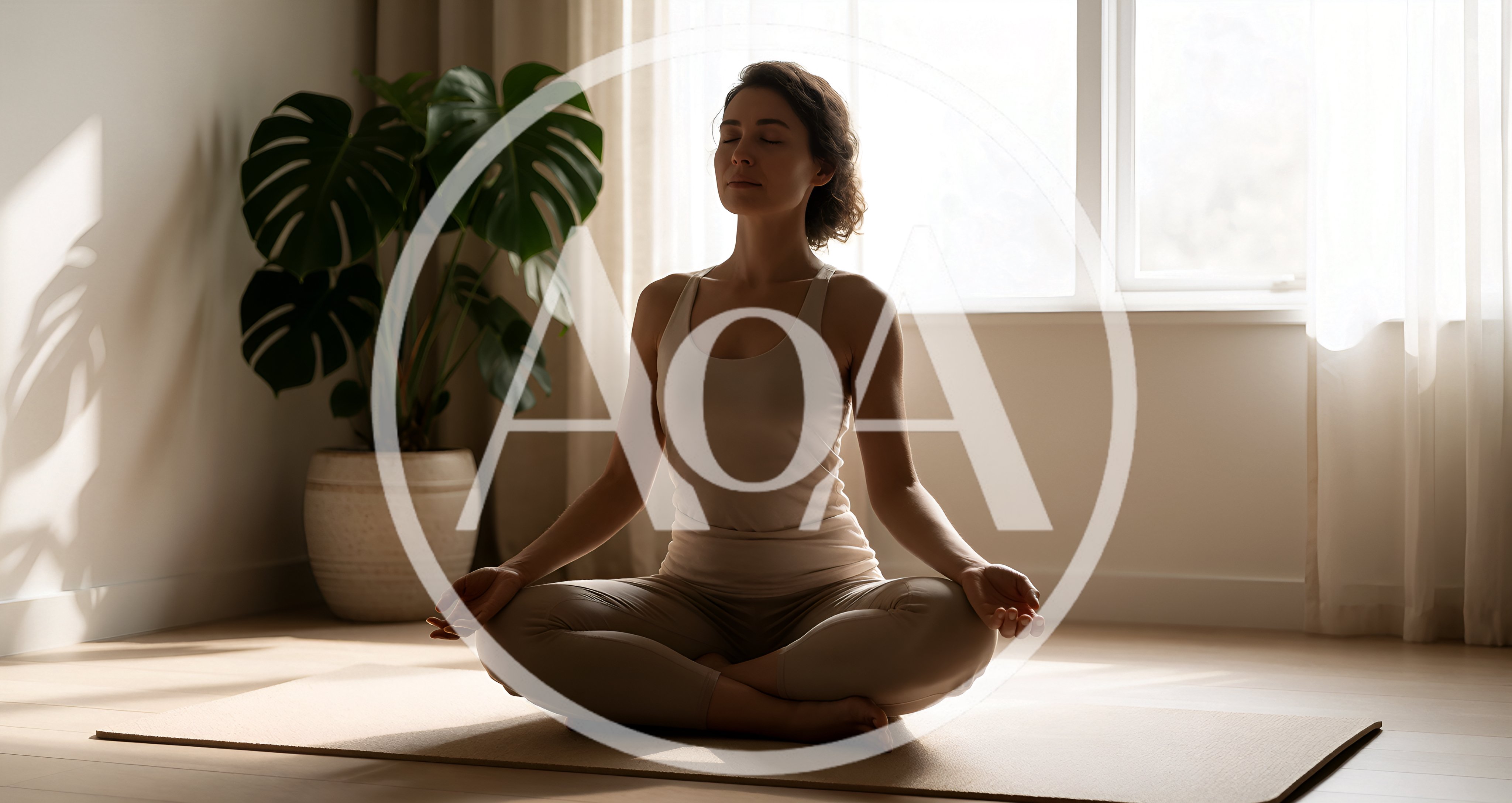 Woman Meditating in Lotus Pose at Home