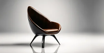 Modern Designer Leather Armchair on White Background