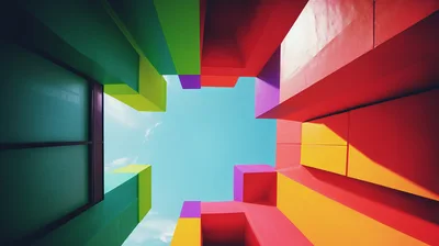 Low Angle View Of Colorful Modern Architectural Structure
