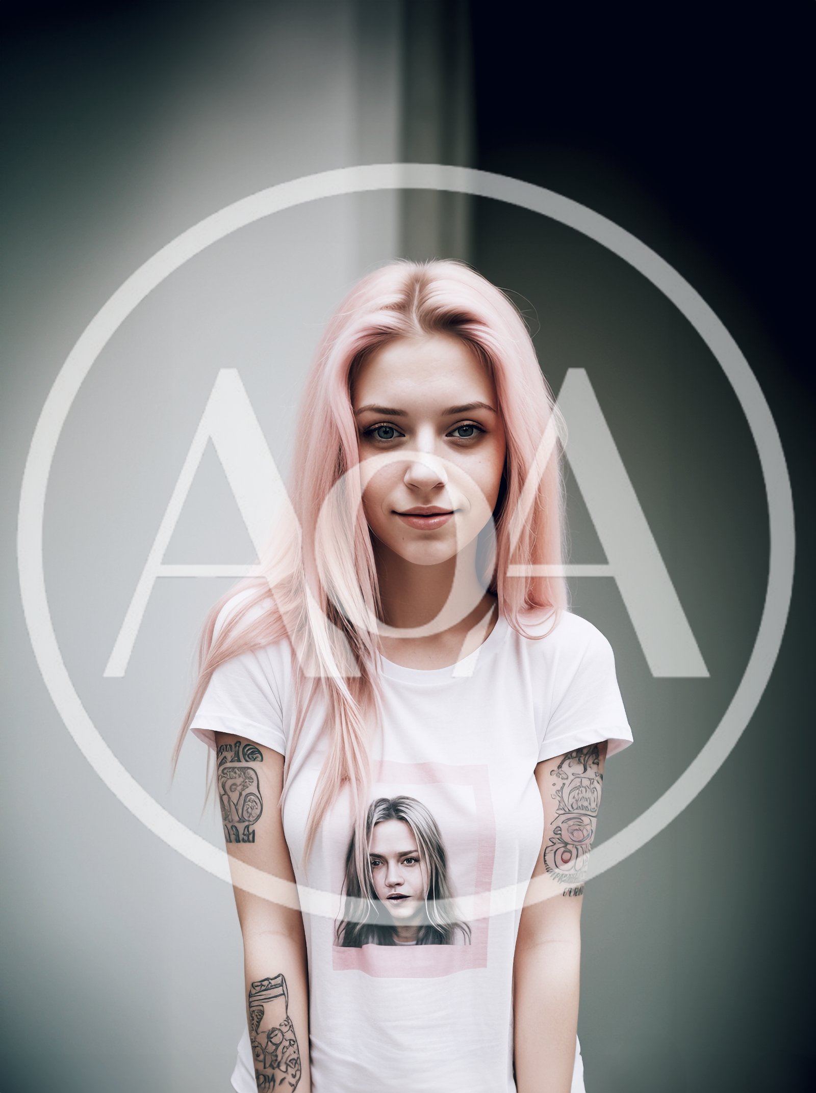 Portrait Of A Young Woman With Pink Hair