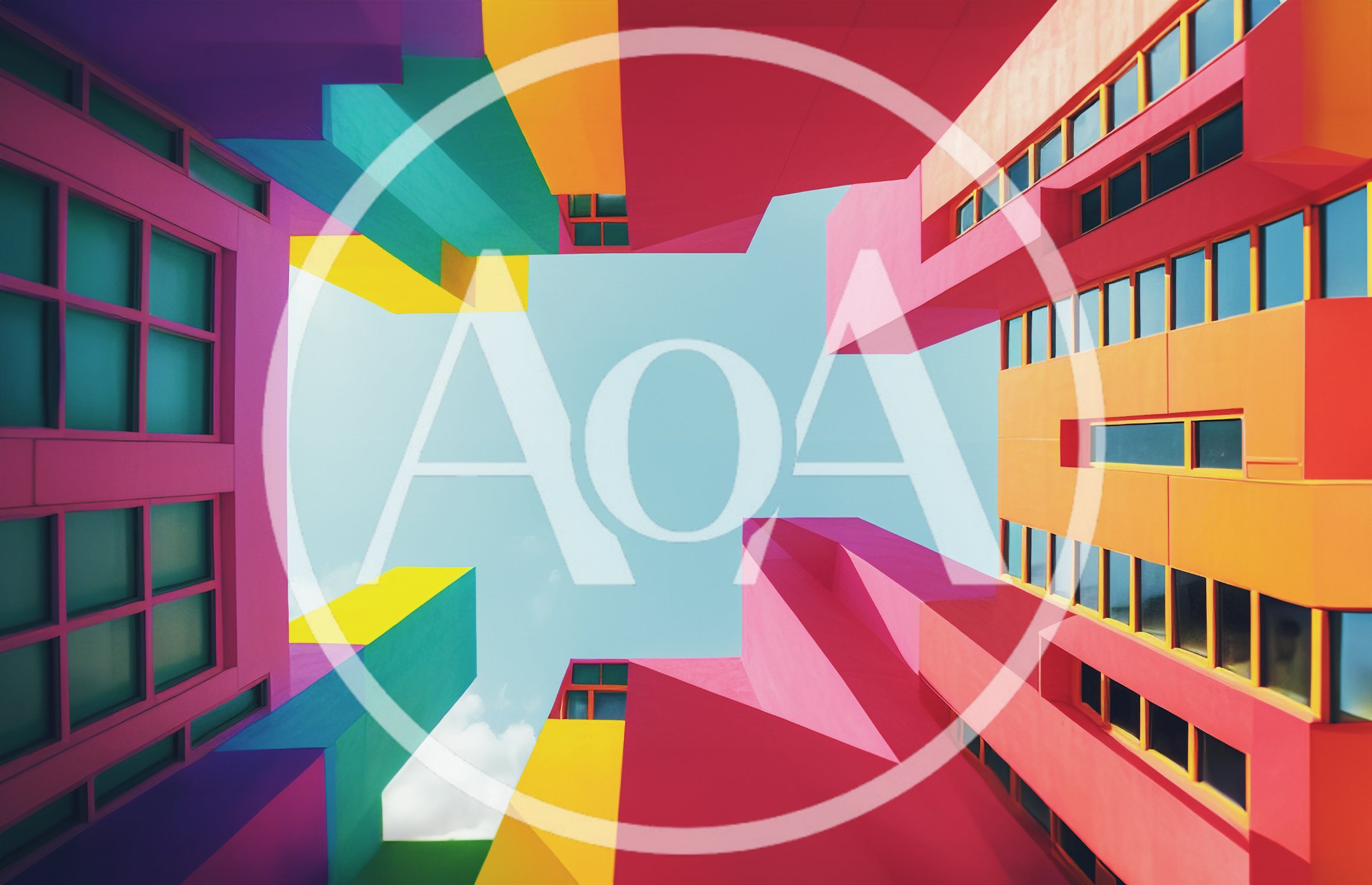 Low Angle View Of Colorful Modern Geometric Architecture