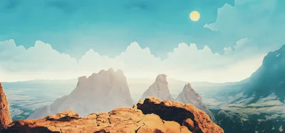 Panoramic View Of Rugged Mountain Peaks At Sunset