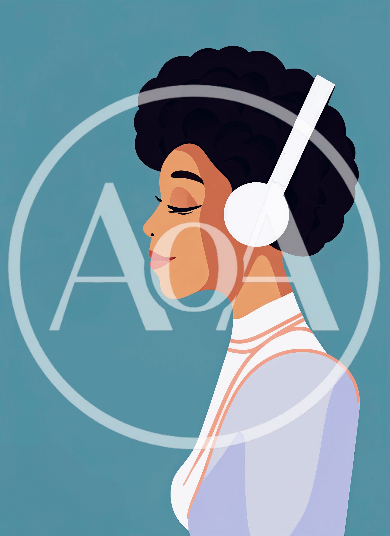 Illustration Of A Woman Listening To Music With Headphones