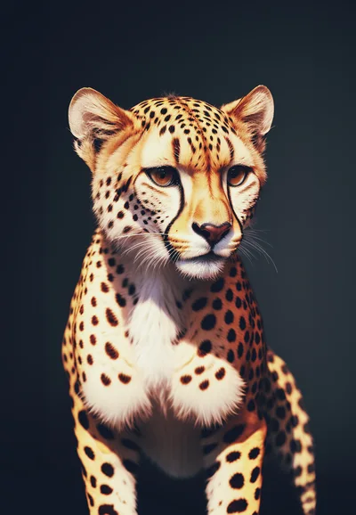 Portrait Of A Majestic Cheetah Against Dark Background