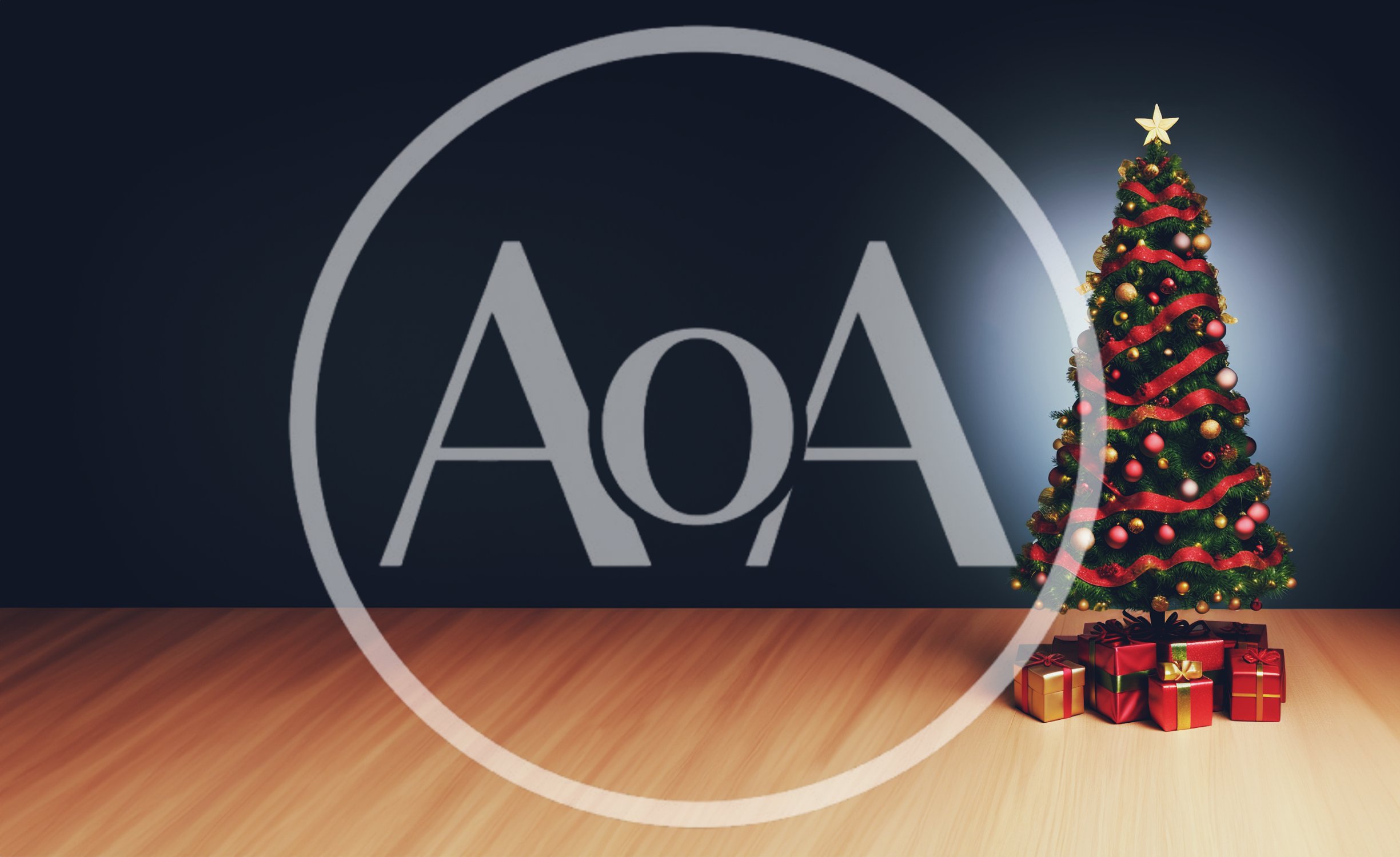 Decorated Christmas Tree With Gift Boxes On Wooden Floor