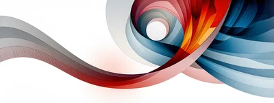 Abstract Swirling Ribbon Layers in Red and Blue