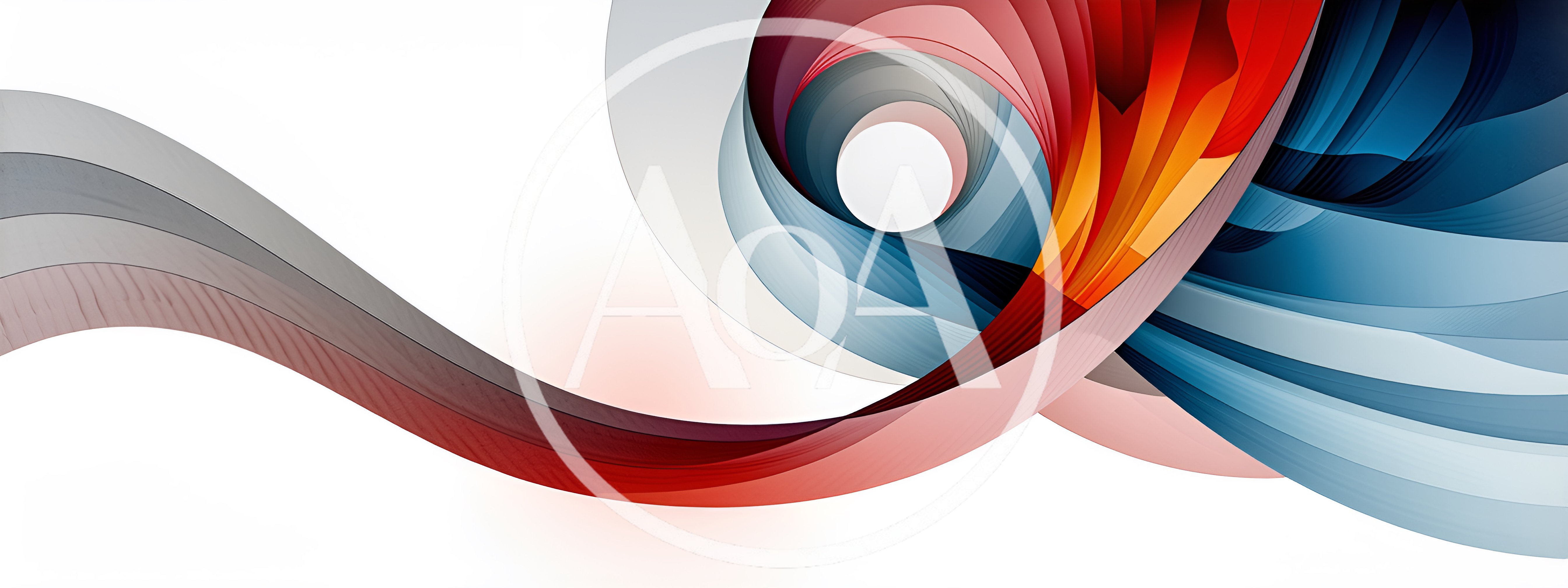 Abstract Swirling Ribbon Layers in Red and Blue