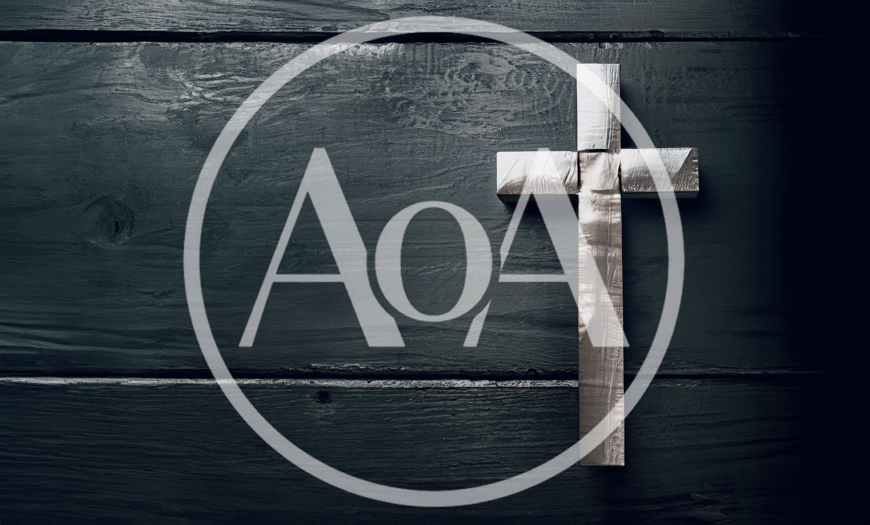 Silver Cross On Dark Wooden Background