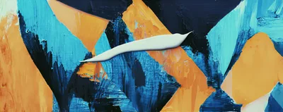 Abstract Oil Painting With Bold Blue And Orange Strokes