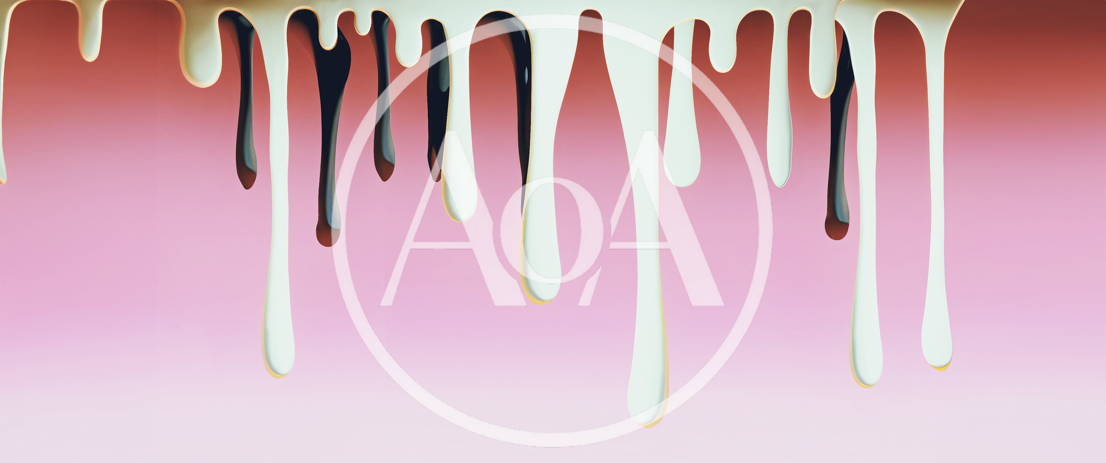 White and Dark Chocolate Drips on Pink Background