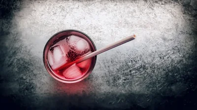 Top View Of A Refreshing Red Berry Cocktail