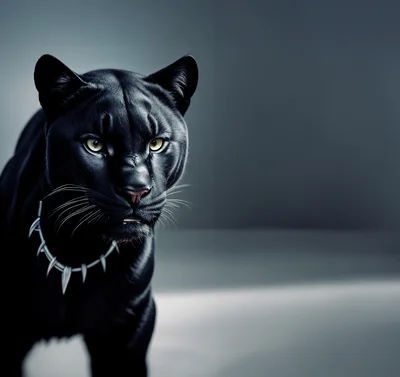 Black Panther Wearing A Silver Claw Necklace