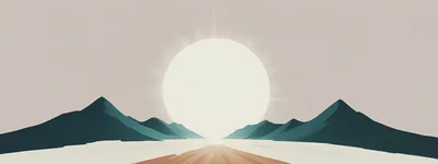 Minimalist Landscape Illustration With Mountains And Sun