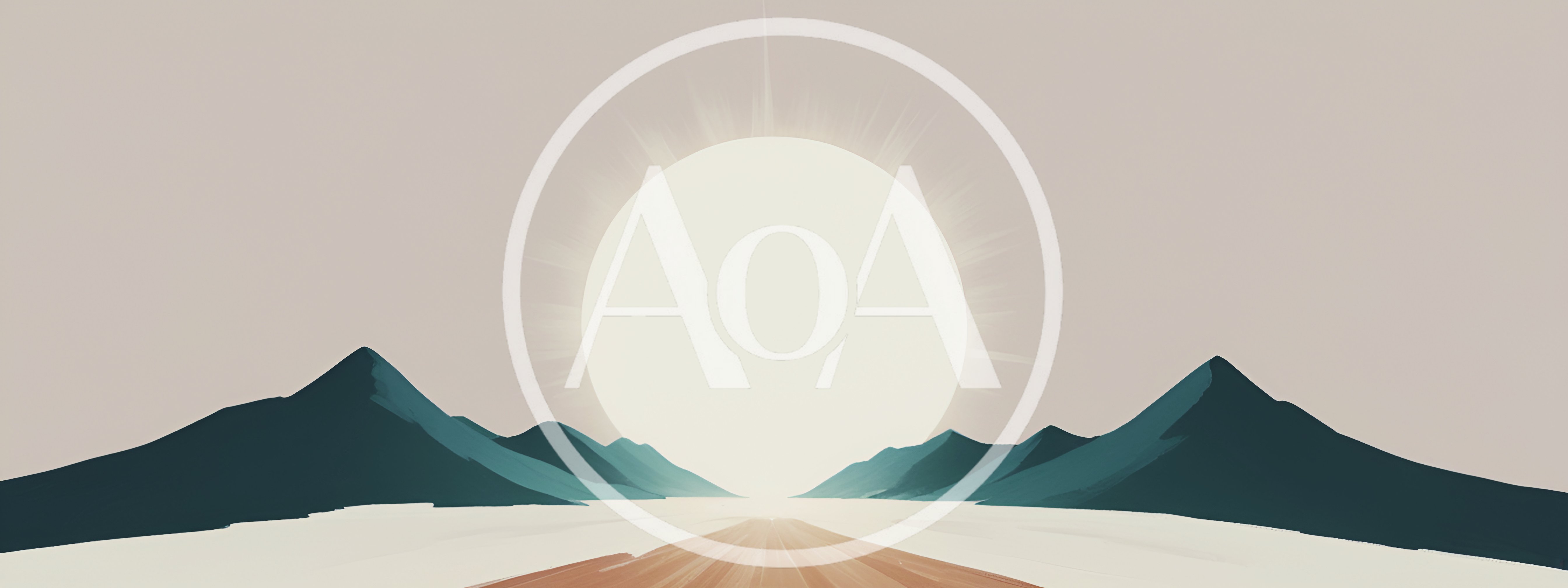 Minimalist Landscape Illustration With Mountains And Sun