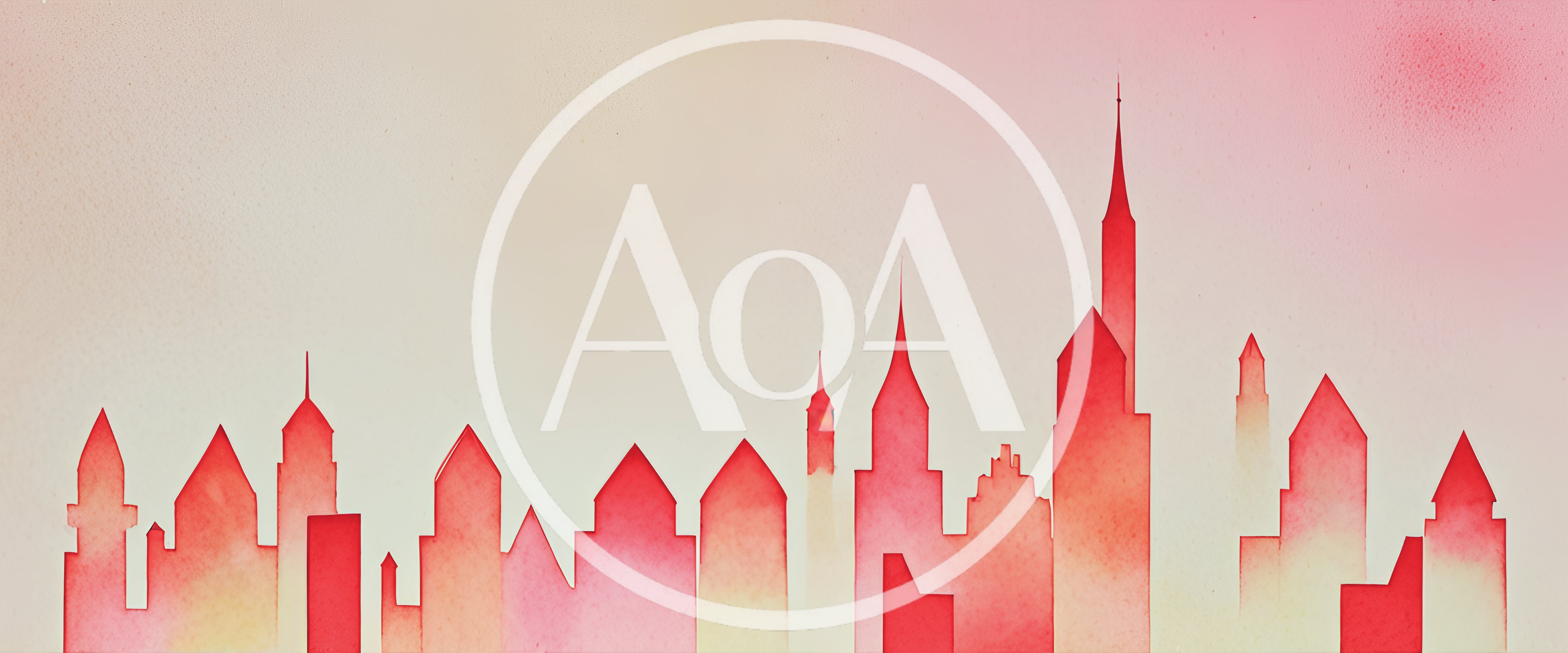 Watercolor City Skyline Silhouette In Soft Pink Tones