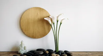 Zen Still Life With Calla Lilies And Buddha Statue