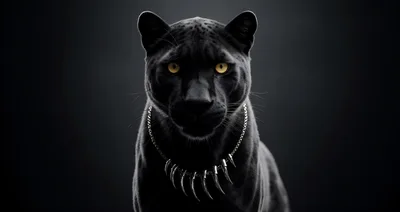 Black Panther Wearing A Silver Claw Necklace