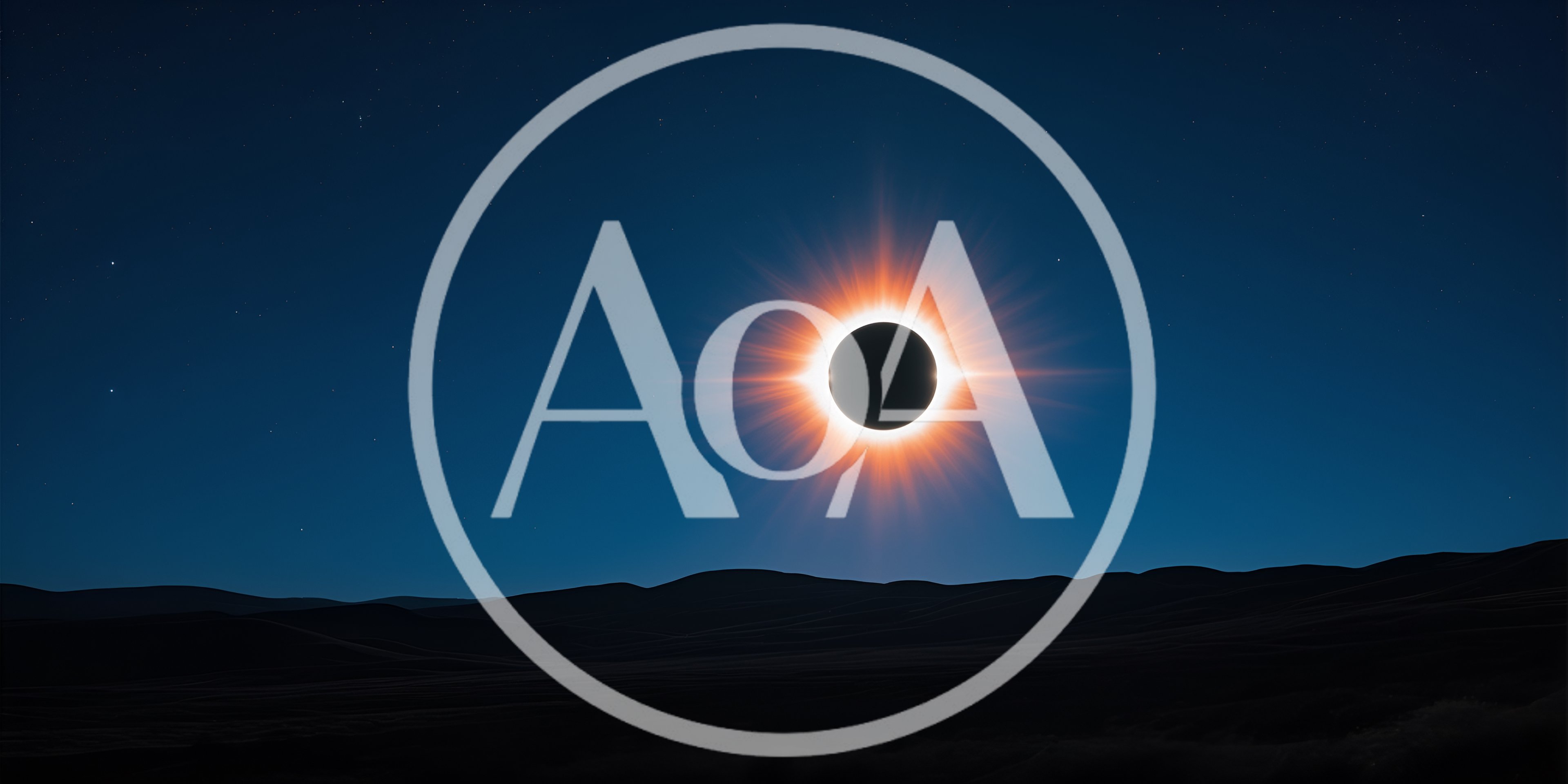 Total Solar Eclipse Over Dark Desert Landscape