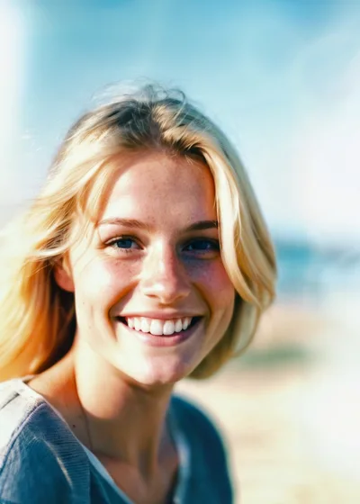 Portrait Of A Smiling Young Woman With Blonde Hair