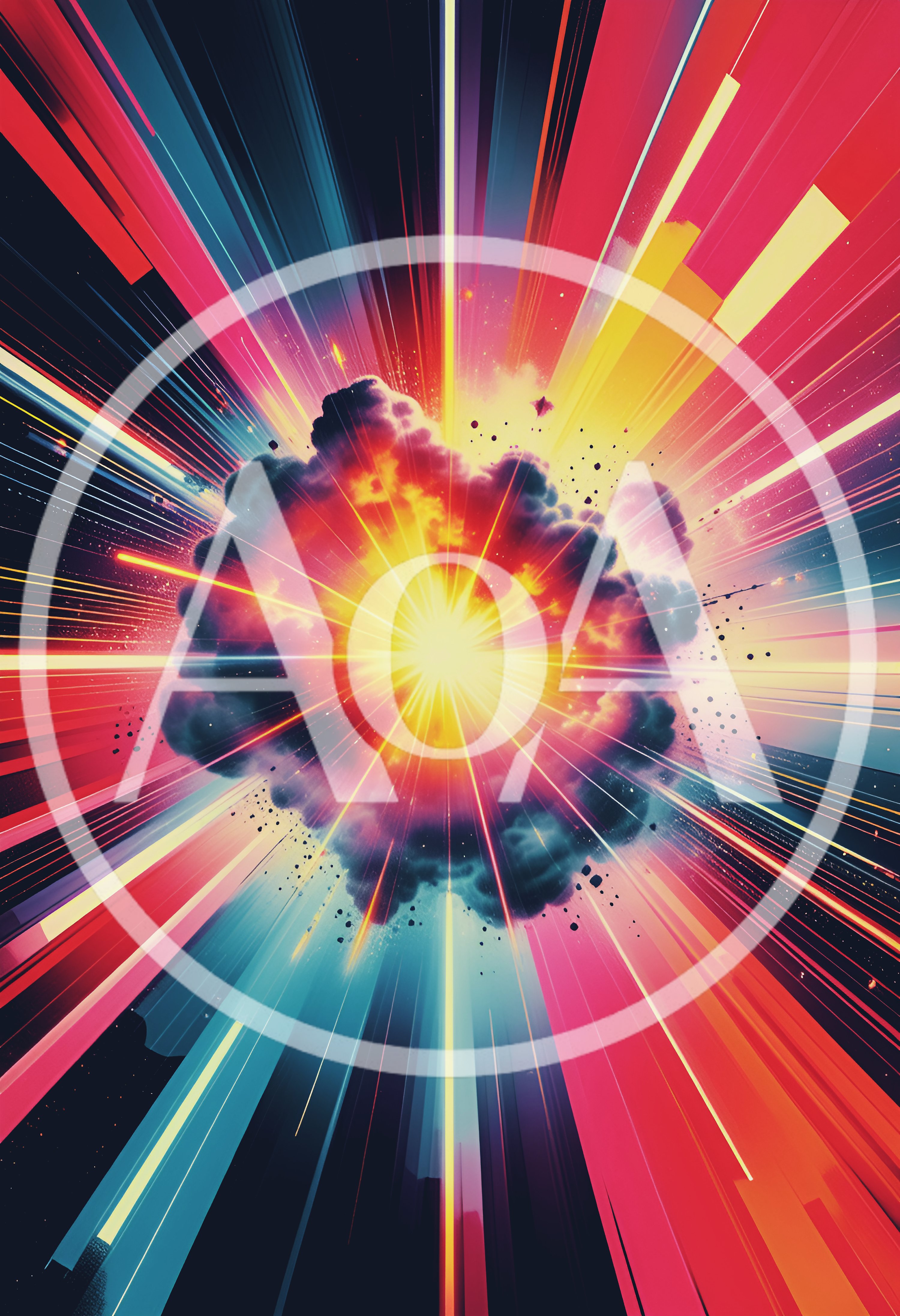 Abstract Colorful Explosion With Radiant Light Beams