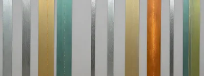 Abstract Wall Art With Vertical Metallic And Painted Panels