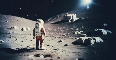 Astronaut Standing On The Lunar Surface