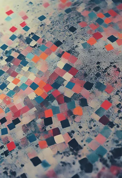 Abstract Digital Mosaic Pattern With Colorful Geometric Squares