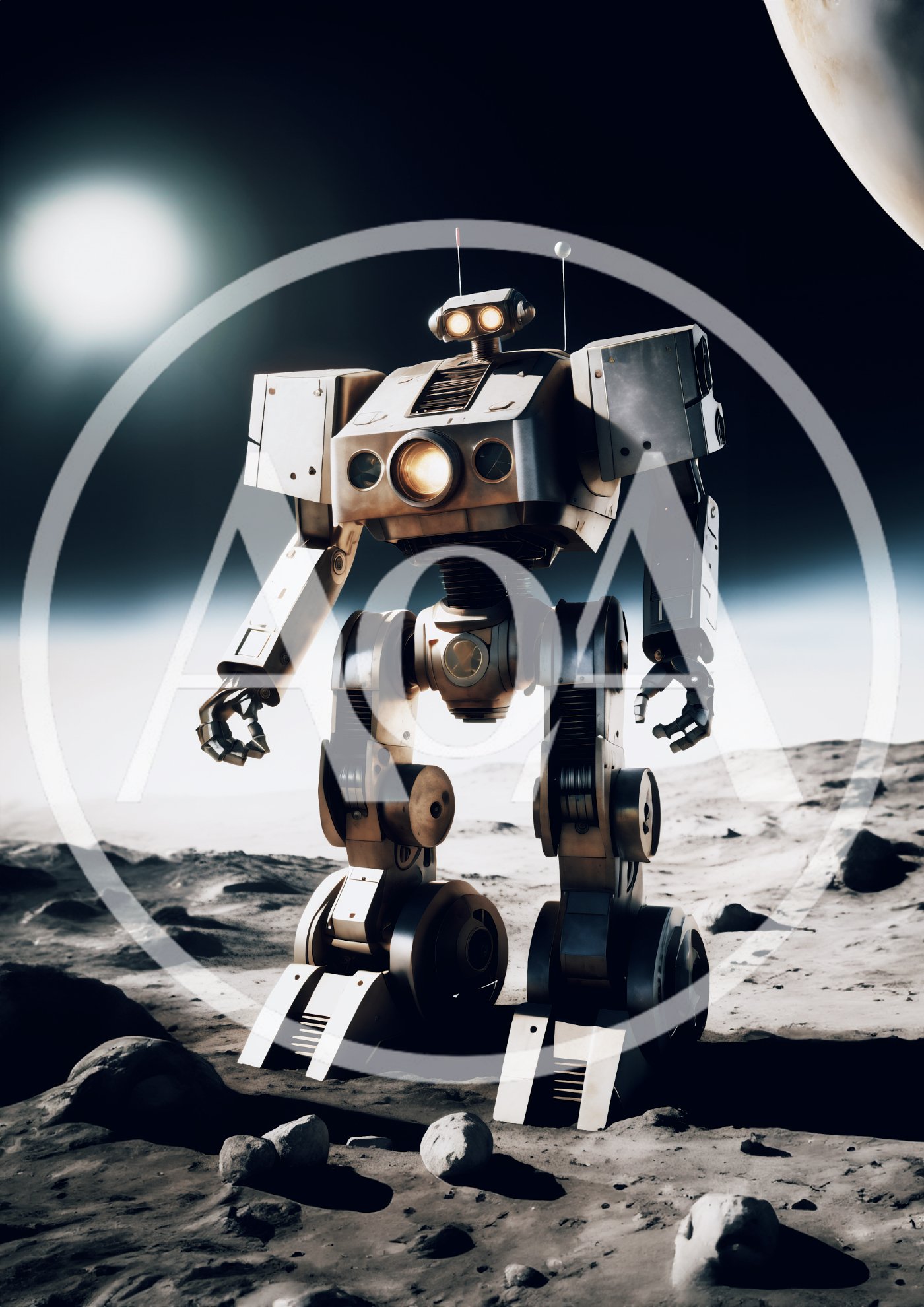Futuristic Robot Standing On A Desolate Alien Planet