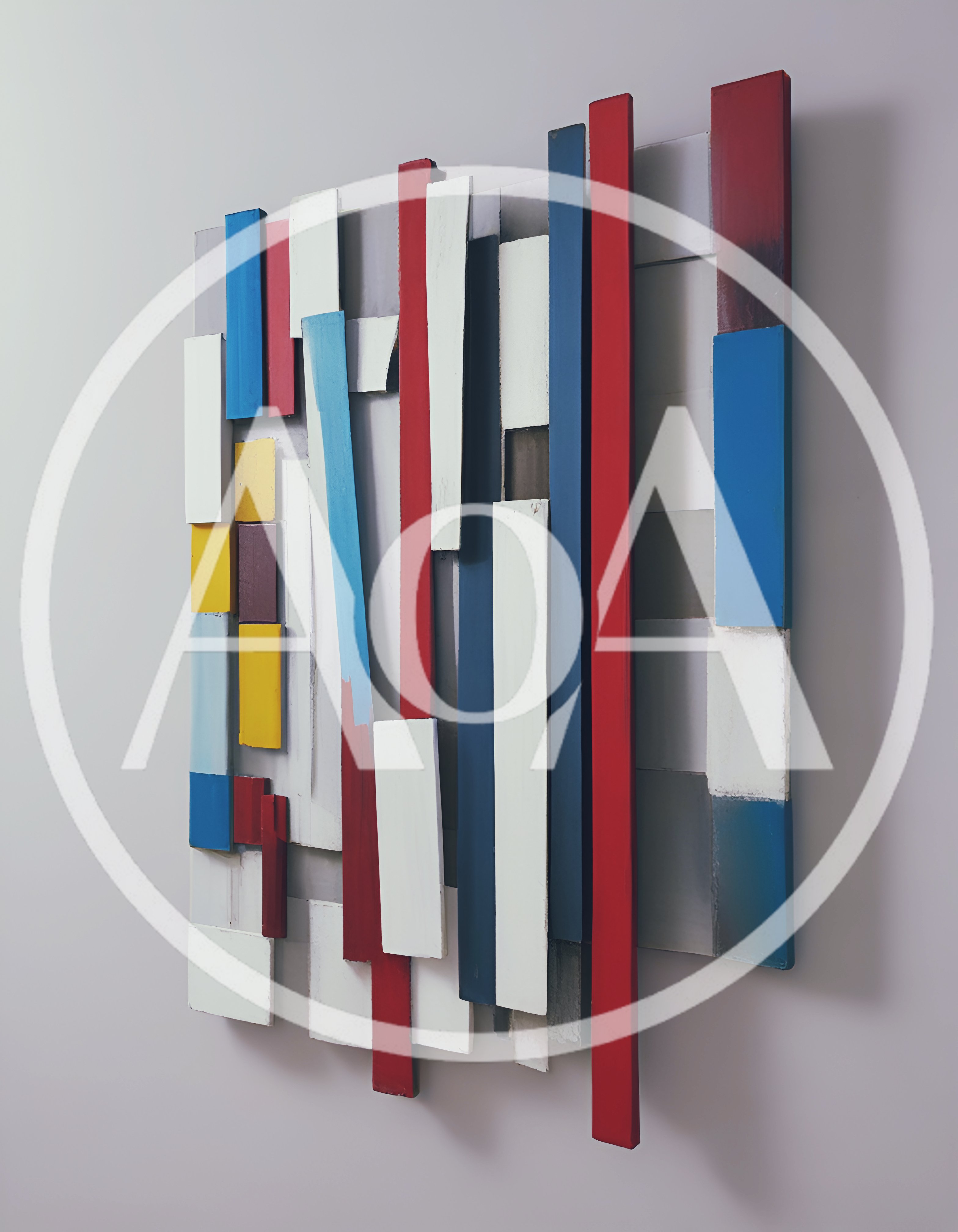 Abstract Geometric Wall Art Sculpture With Colorful Wooden Planks
