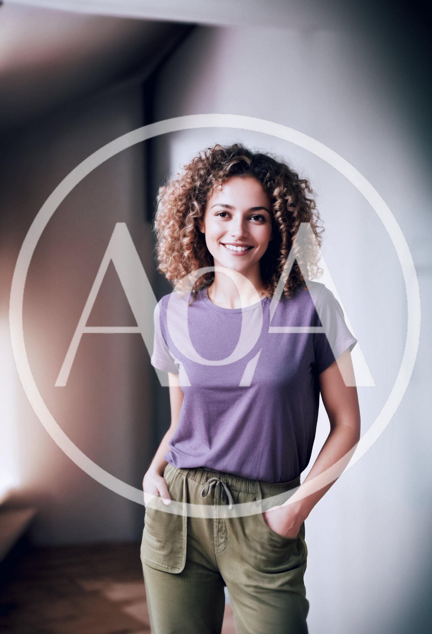 Portrait Of A Smiling Young Woman With Curly Hair