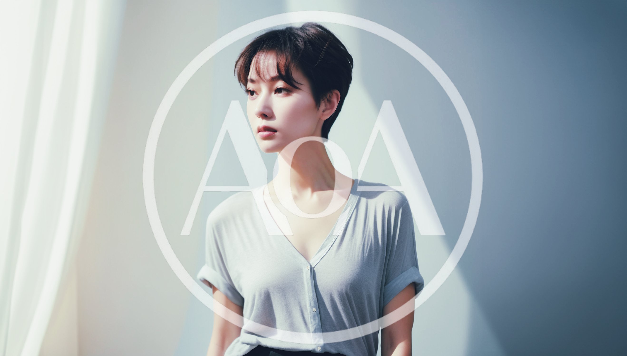 Young Asian Woman With Short Hair Looking Away