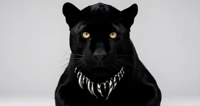 Black Panther Wearing A Metallic Claw Necklace