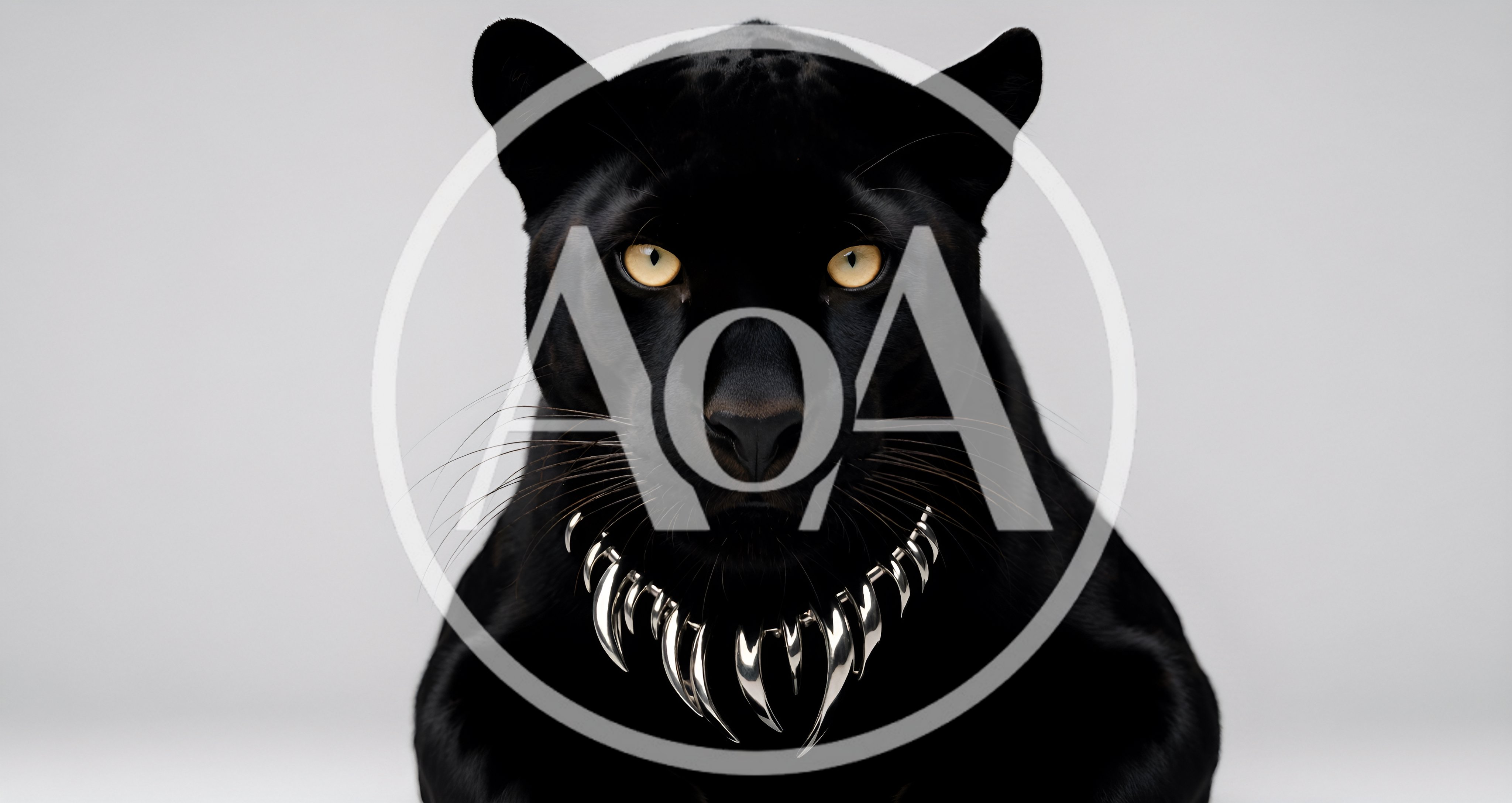 Black Panther Wearing A Metallic Claw Necklace