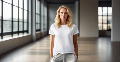Blonde Woman Standing In A Modern Industrial Loft