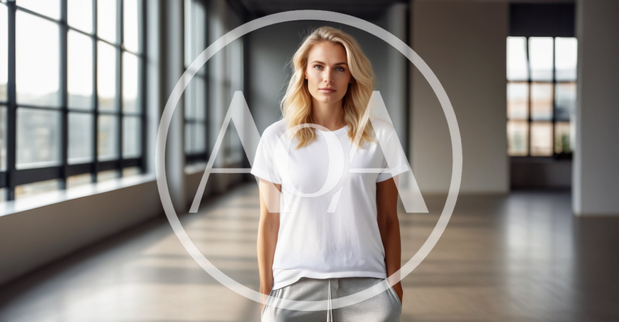 Blonde Woman Standing In A Modern Industrial Loft