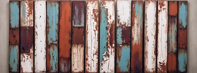 Abstract Wall Art With Distressed Metal Panels
