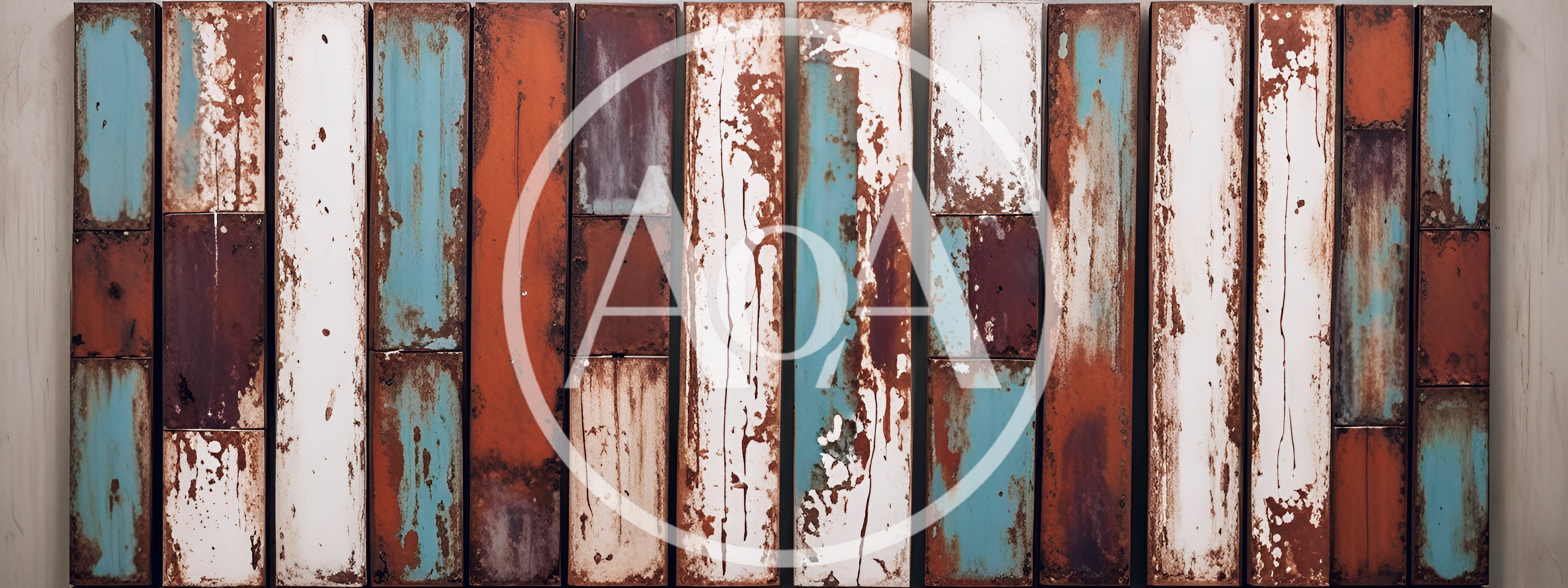 Abstract Wall Art With Distressed Metal Panels