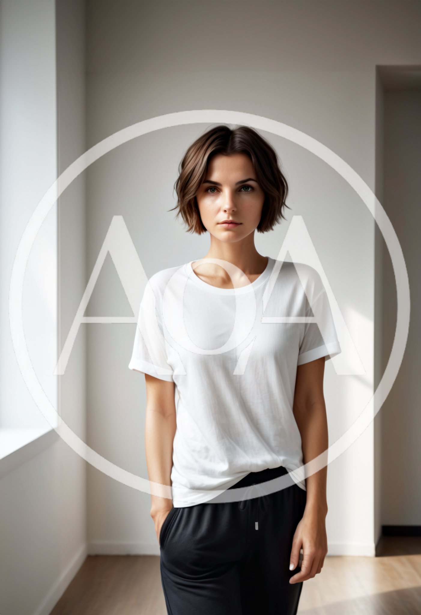 Young Woman Standing In Minimalist Interior