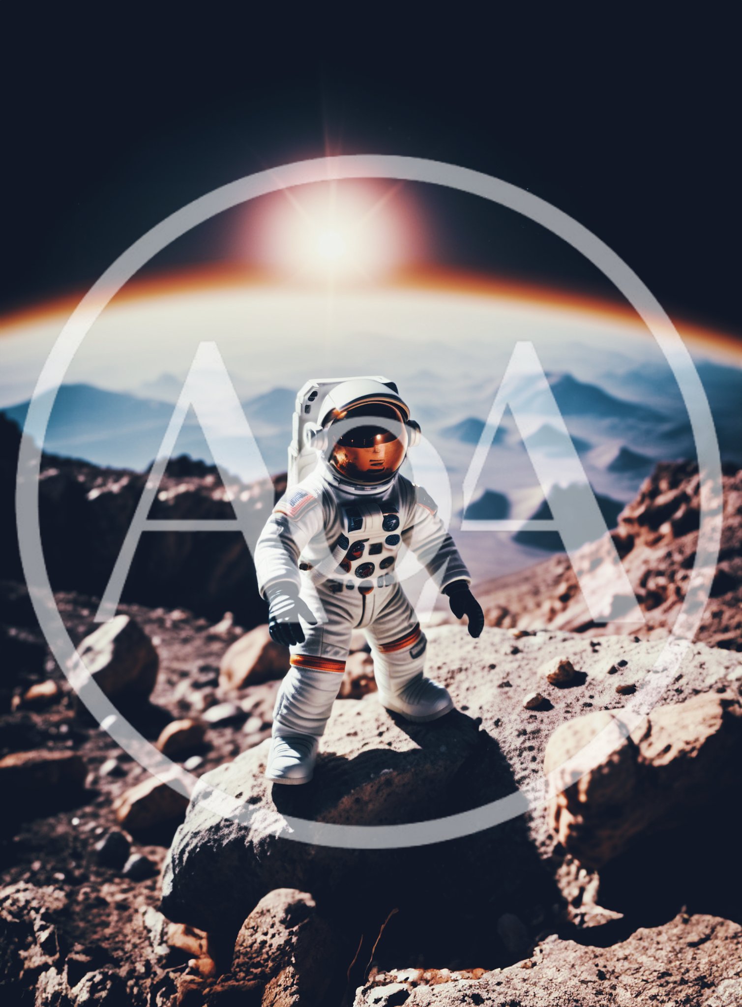 Astronaut Standing On A Rocky Alien Planet Surface