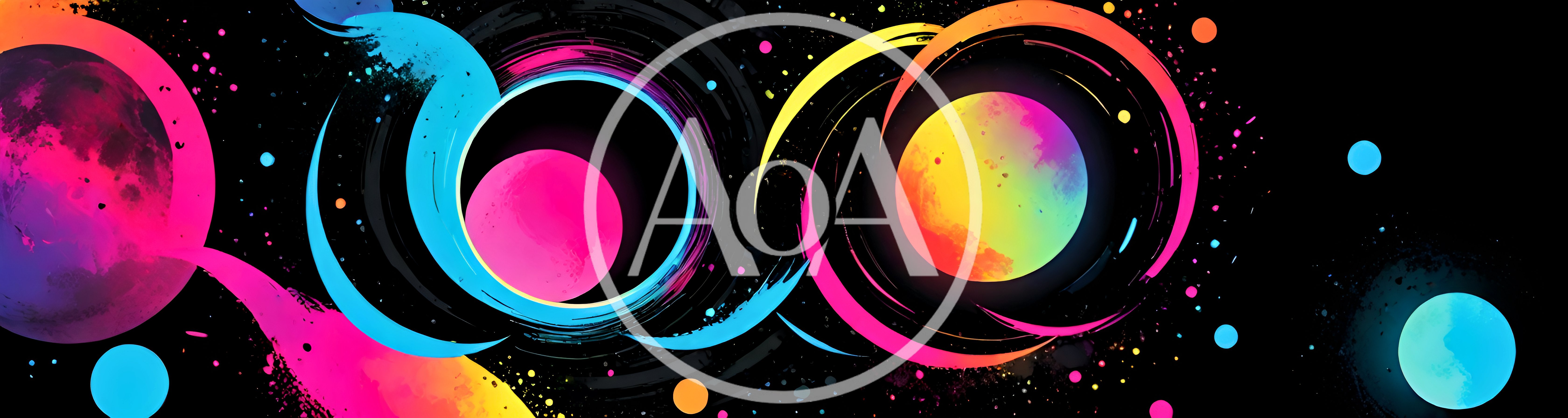 Abstract Cosmic Planets With Vibrant Neon Swirls