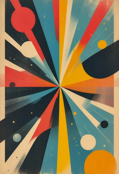 Abstract Geometric Space Explosion With Vibrant Radial Rays