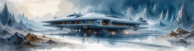 Futuristic Sci-Fi Base On An Icy Alien Planet