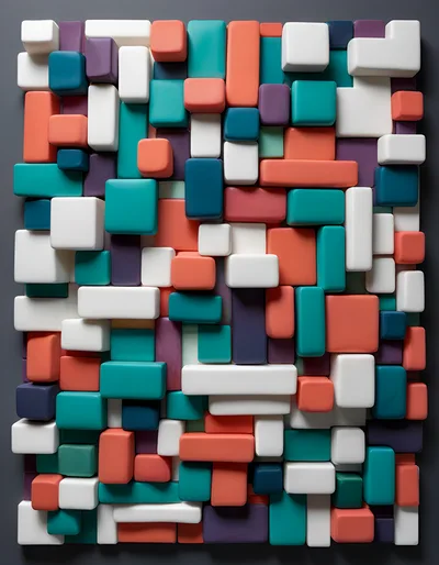 Abstract 3D Geometric Blocks Wall Art