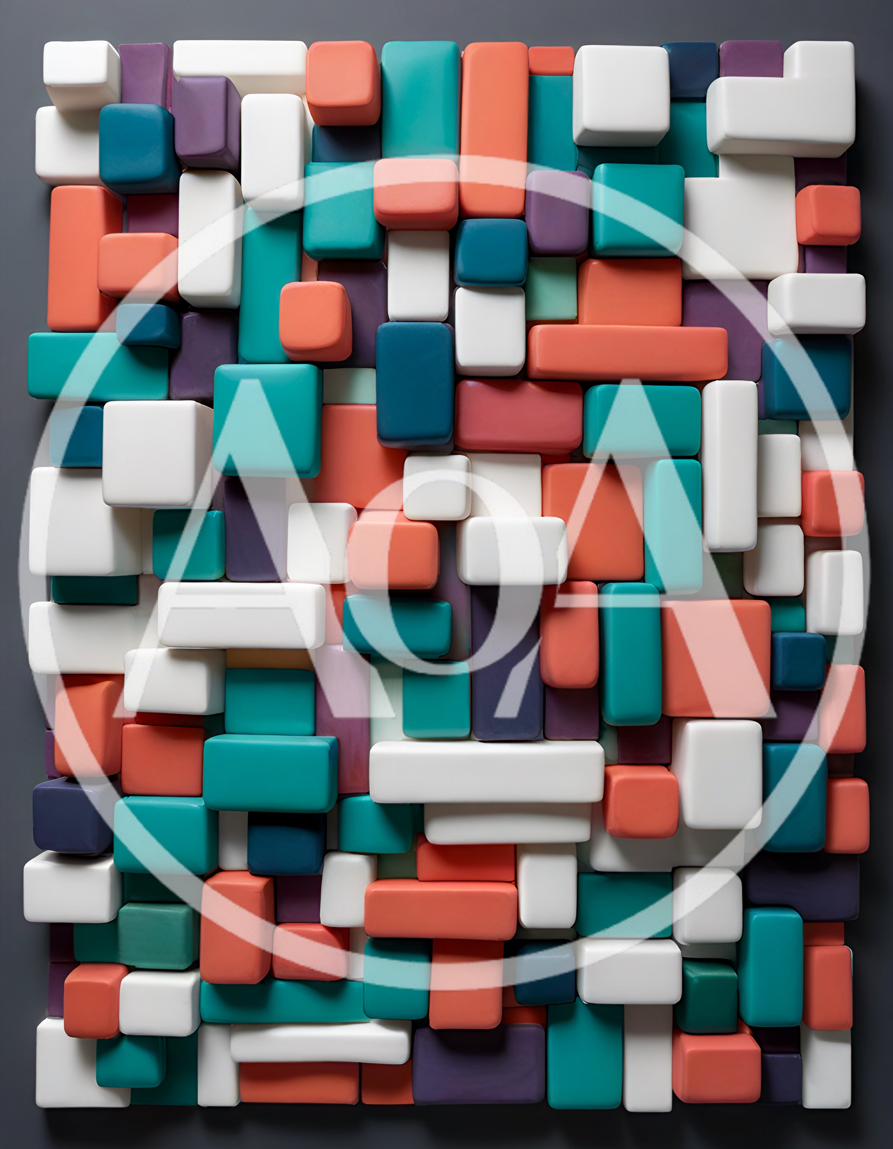Abstract 3D Geometric Blocks Wall Art