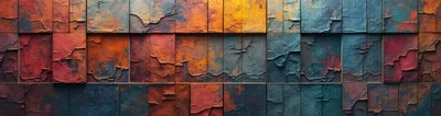 Abstract Textured Metal Wall Panels With Patina Finish